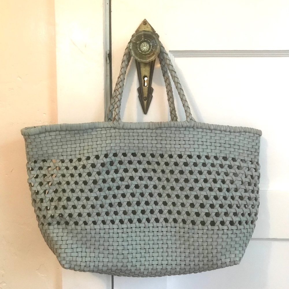 Anthropology Shira tote light blue dragon diffusion style